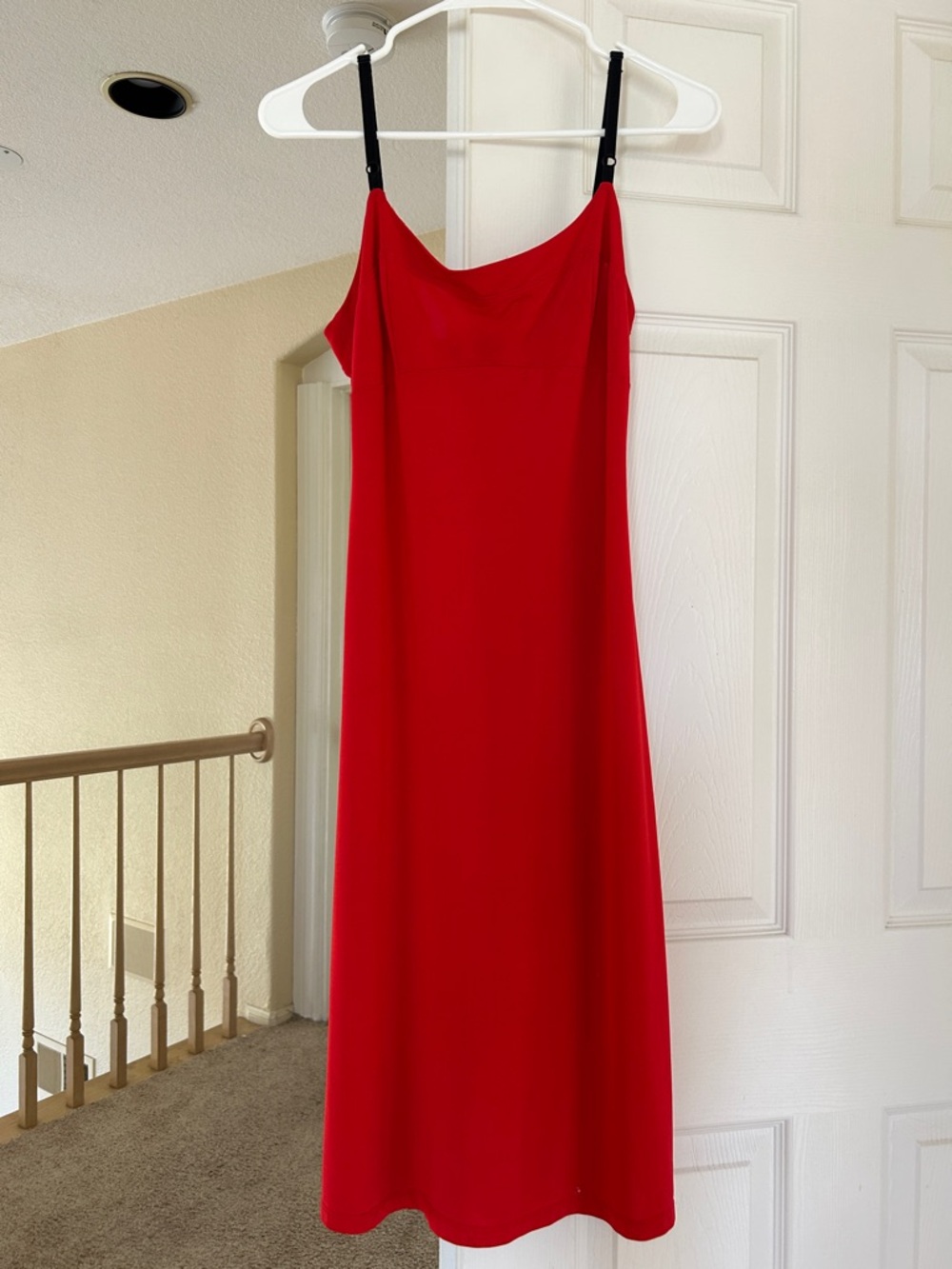 Betsey Johnson Red Slip Midi Dress with Black Straps